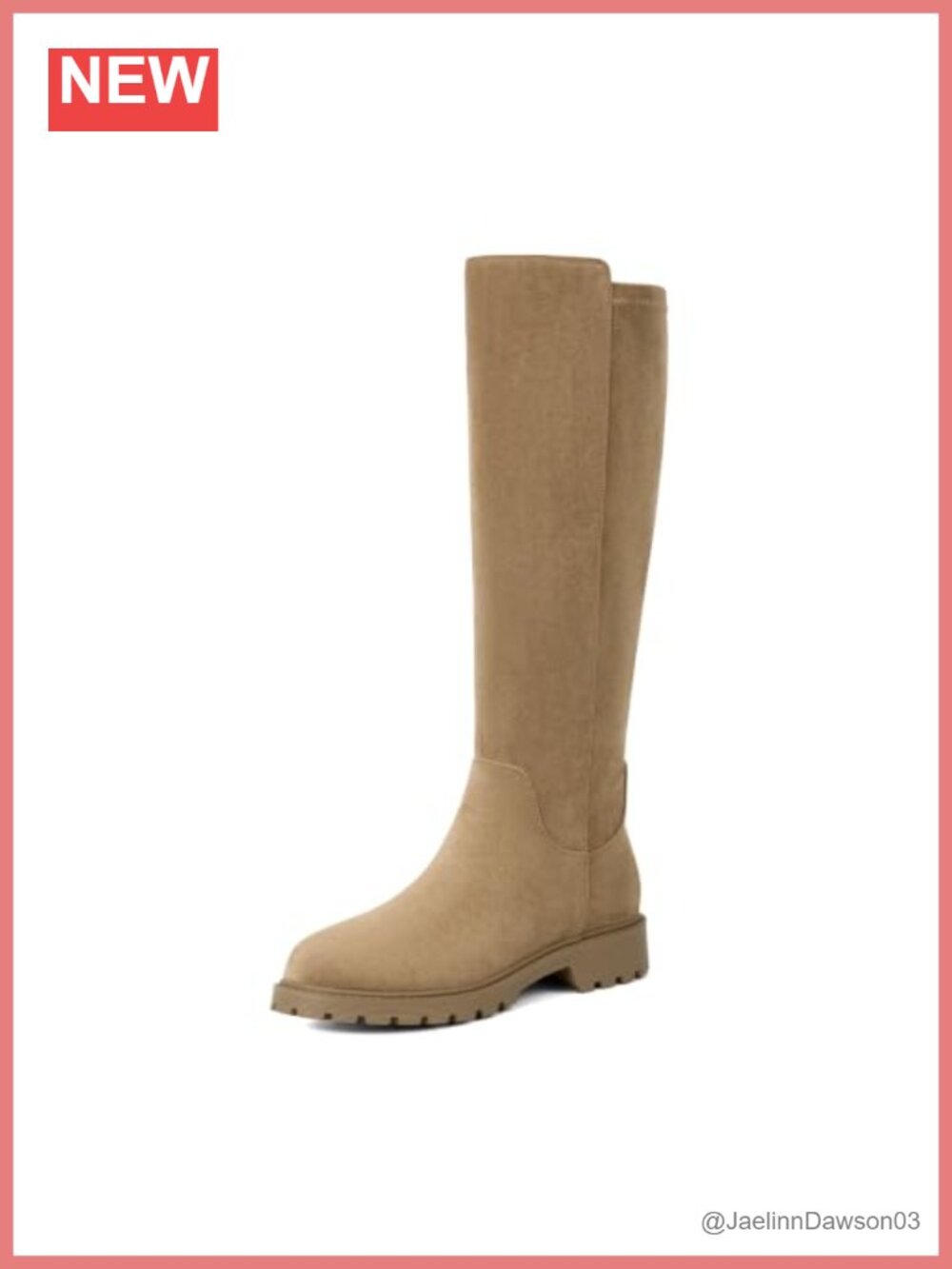 Faux Leather Knee High Boots Round Toe Chunky Lug Sole Pull-On